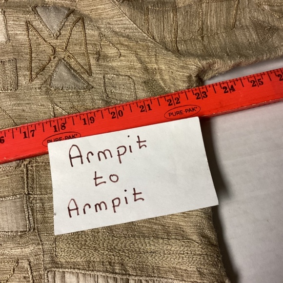 Chico’s blazer womens SZ 3(xl) silk natural fibers appliquéd tan vintage - Picture 9 of 13